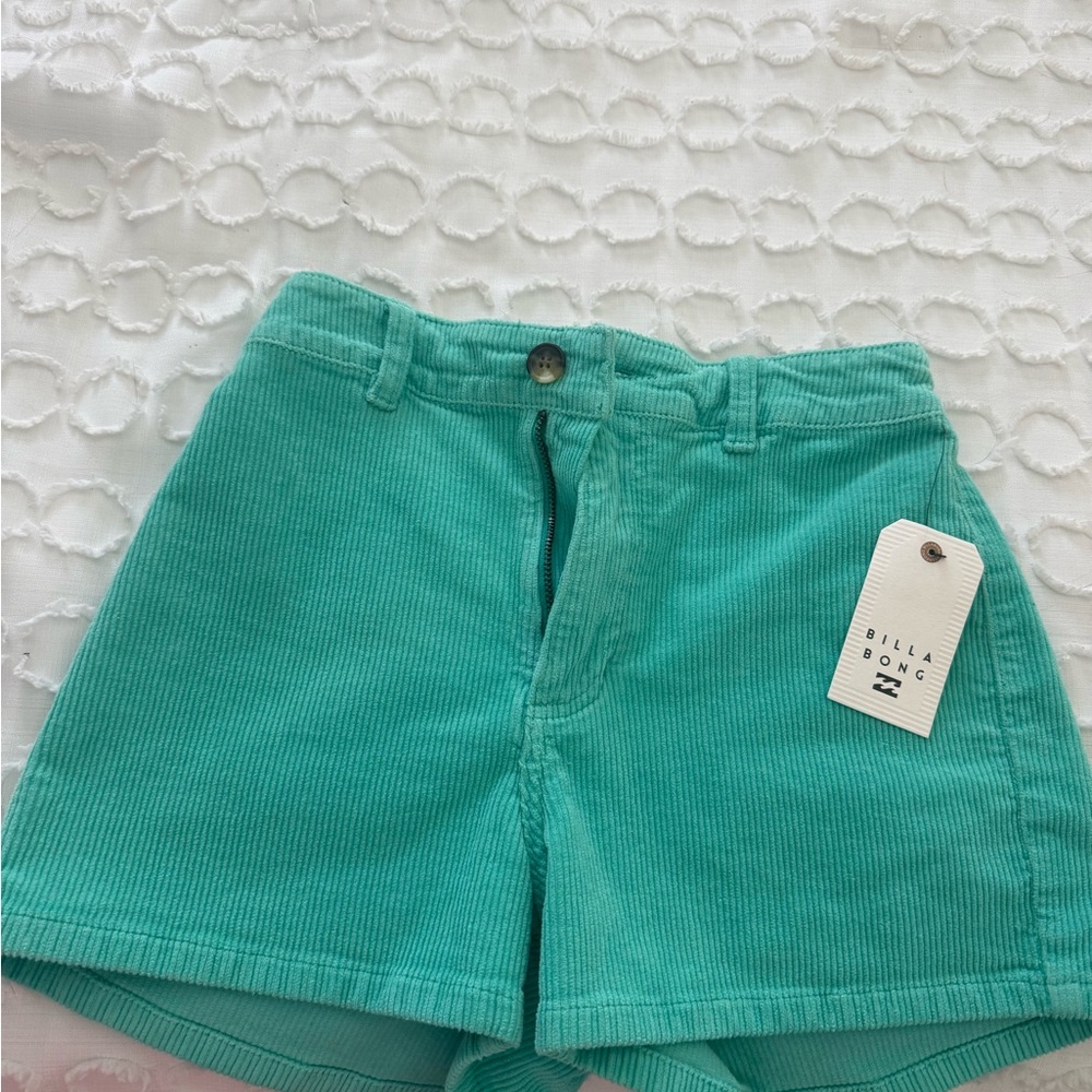 Billabong Women's Teal Corduroy High Waist Shorts